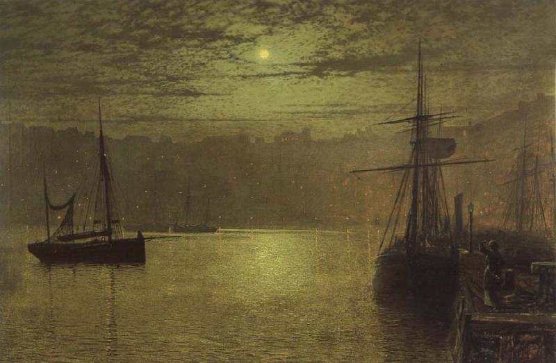 Atkinson Grimshaw Lights in the Harbour oil painting image